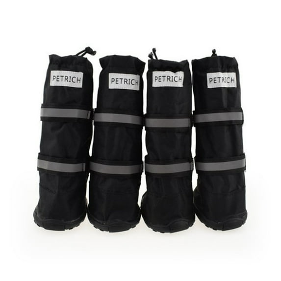 4Pcs/Set Dog Waterproof Shoes for Pets with Reflective Strips Rugged Anti-Slip for Medium Large Dogs 5 Sizes