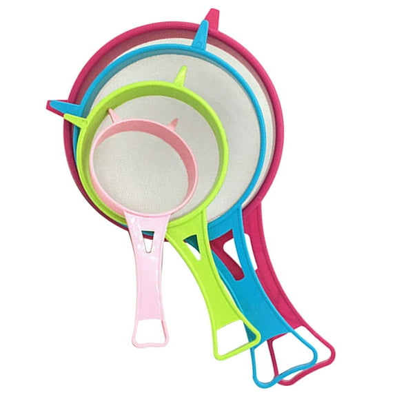 4Pcs/Set Fine Mesh Strainer Set, Kitchen Plastic Flour Colander Set, Solid-Liquid Separator Gadget with Non Slip Handles, for Yogurt Baking Kitchen Kefir Tea Juice Pasta(Multicolor,4pcs)