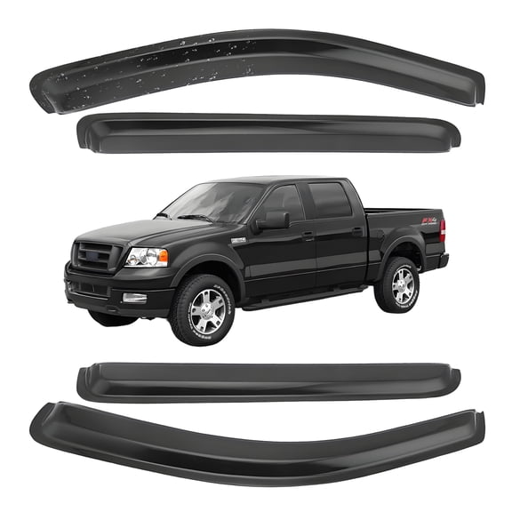 4Pcs Set For 2004-2008 FORD F-150 CREW CAB Window Vent Visor Shades Rain Guards