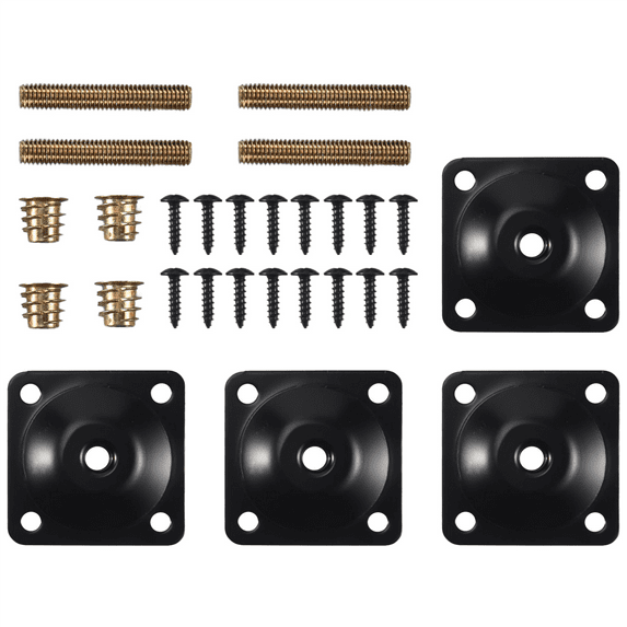 4Pcs/Set Furniture Leg Mounting Plates Sofa Attachment M8 Hanger Bolts Screws Adapters Metal Bracket Kit for Couch Chair