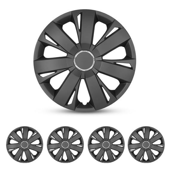 4Pcs Set Hubcap,14" Universal Wheel Rim Cover Replacement,Compatible with Steel Wheels,Snap on Installation,PP Material,Matte Black Painted