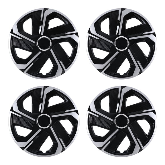 4Pcs Set Hubcap,17" Universal Hubcaps Compatible with Steel Wheel Rims Cover,Snap on Installation with Retention Rings,PP Material,Silver Lacquer & Black Lacquer