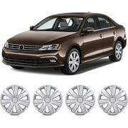 4Pcs Set Hubcap for 2011-2018 Volkswagen Jetta,16" Universal Wheel Rim Cover Replacement,Compatible with Steel Wheels,Snap on Installation,PP Material,Lacquer