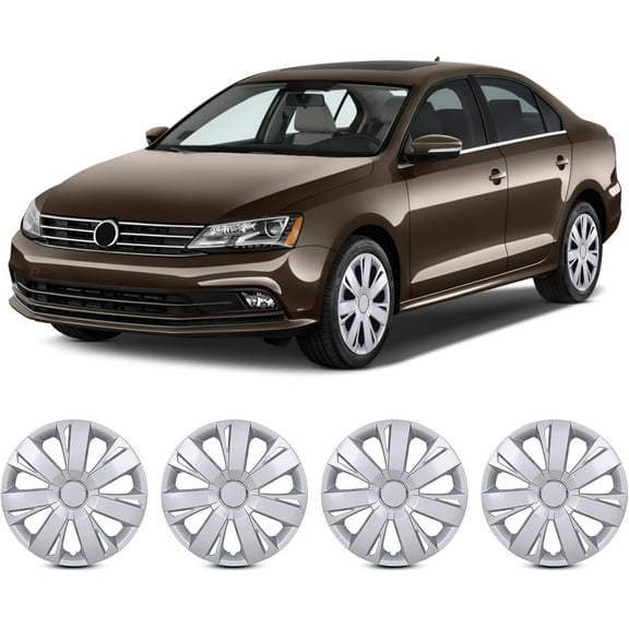 16" Hubcaps Wheel Rim Covers for 2011-2018 Volkswagen Jetta,Heavy Duty PP Material (Set of 4,Lacquer)