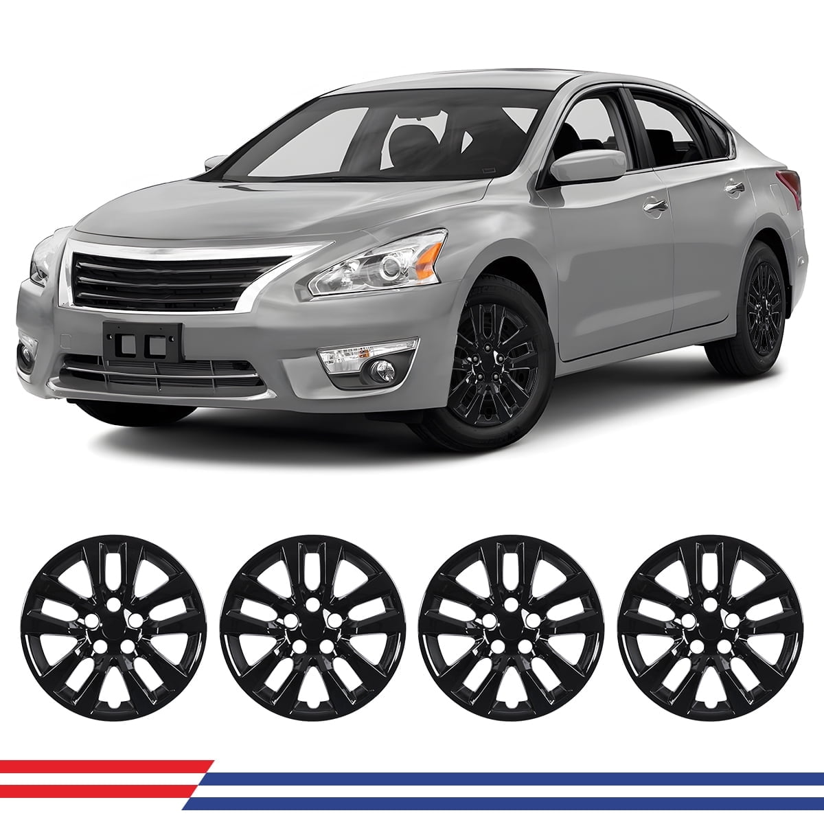 4Pcs Set Hubcap for 2013-2018 Nissan Altima Sedan,16" Wheel Rim Cover Replacement,Compatible with Steel Wheels,Snap on Installation,PP Material,Black Lacquer