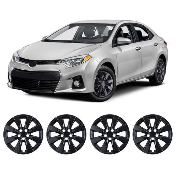 4Pcs Set Hubcap for 2014-2016 Toyota Corolla,16" Wheel Rim Cover Replacement,Compatible with Steel Wheels,Snap on Installation,ABS+PC Material,Black Lacquer