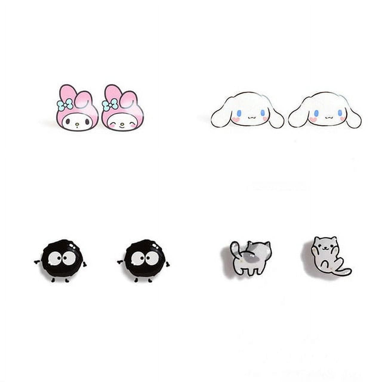 Sanrio Anime Hello Kitty Earrings Cute Kuromi Melody Silver Needle Earrings  Cartoon Cinnamonroll Student Girl Earrings Dress Up 