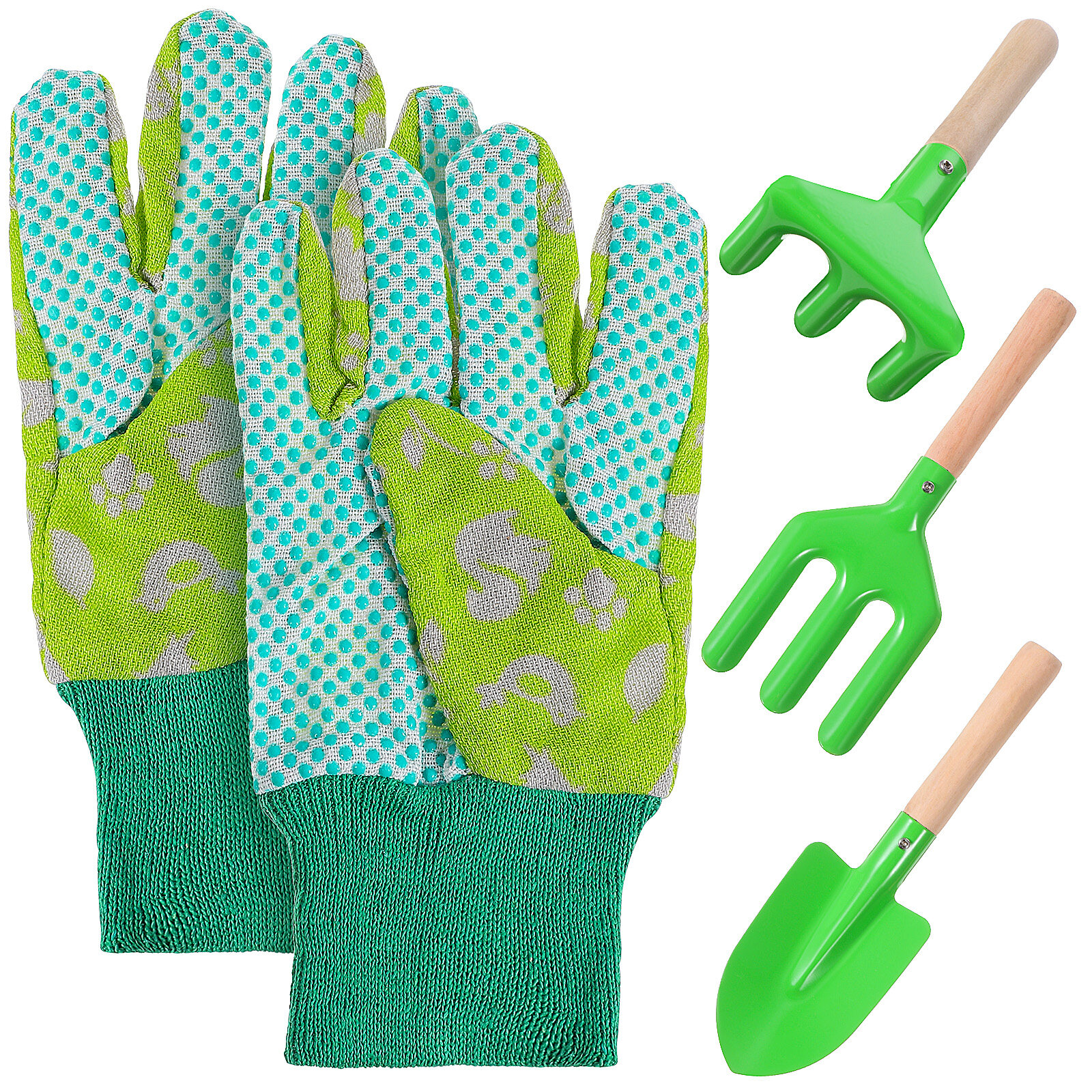 4Pcs/Set Kids Gardening Tool Kit Wooden Handle Garden Tools Includes
