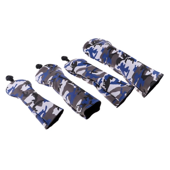 4Pcs/Set Premium PU golf Covers 3 5 UT Wood Replacement & Interchangeable Number Blue
