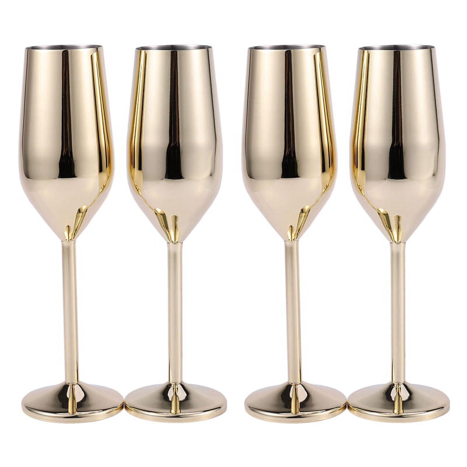 4Pcs/Set Shatterproof Stainless Champagne Glasses Brushed Gold Wedding Toasting Champagne Flutes Drink Cup