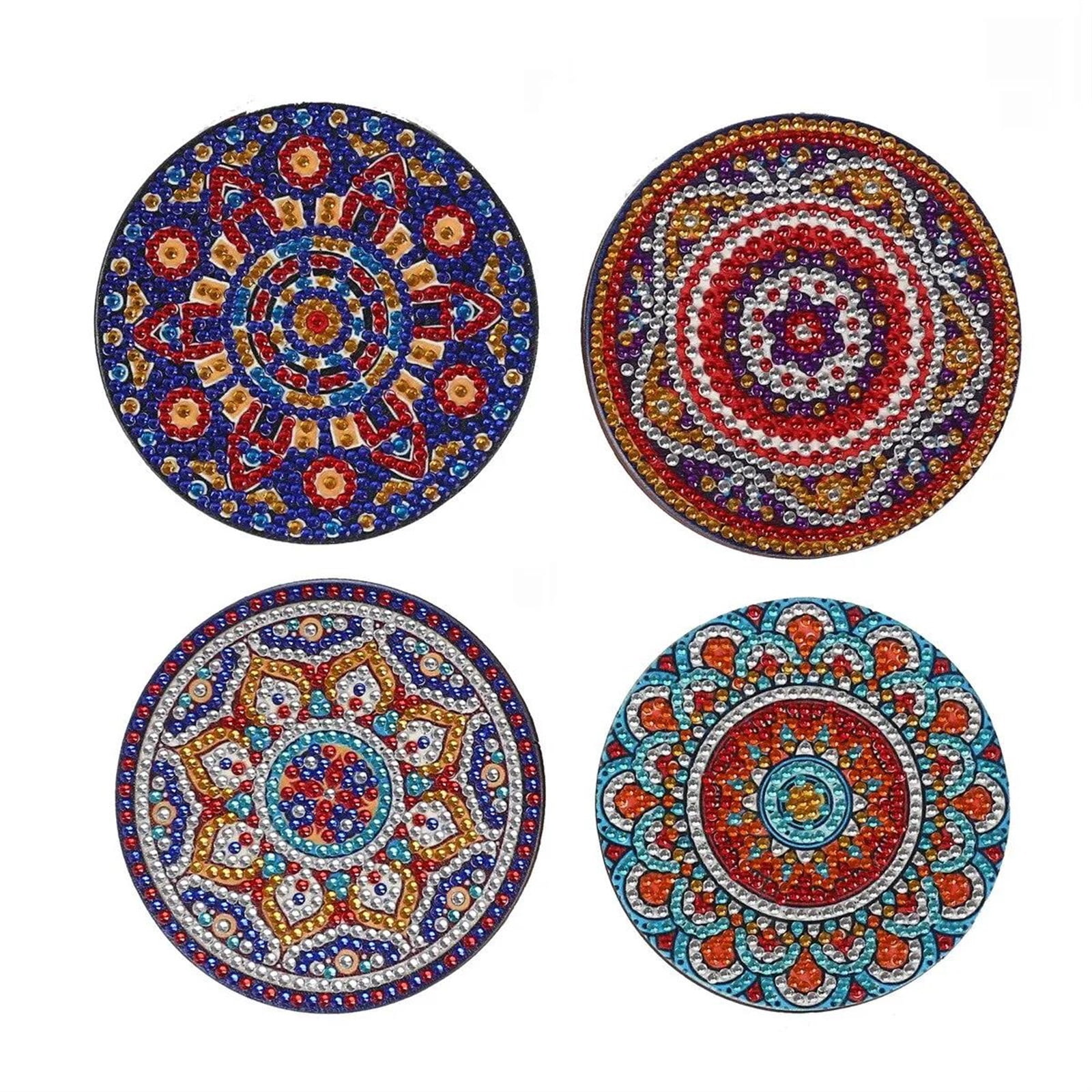 4Pcs/Set Vintage Diamond Painting Insulated Coasters Cups Abstract Datura Flowers Bohemian Printed Mats