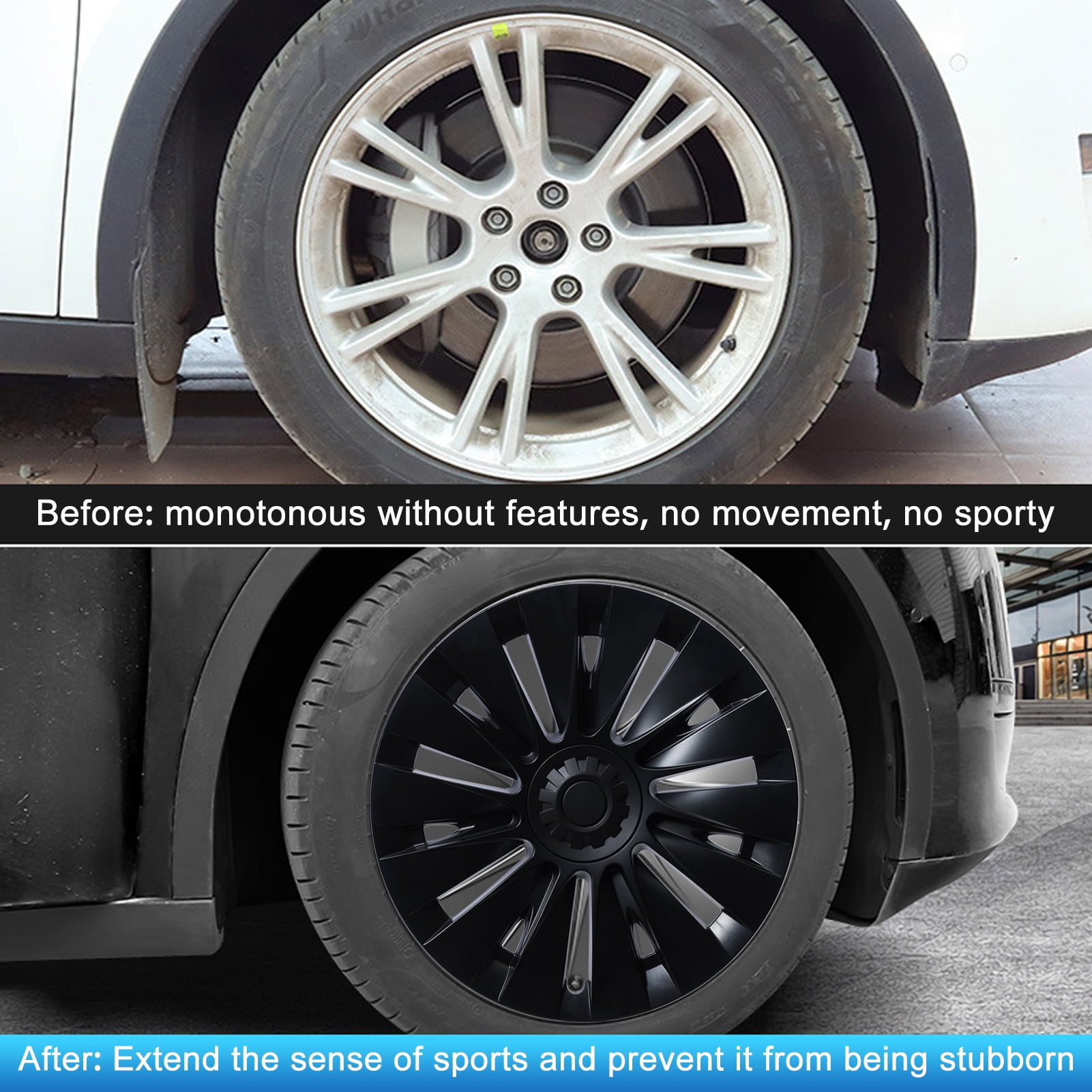 4Pcs/Set Wheel Cover Hubcap, Automotive Hub Caps, 19 Inches Modified Wheel Cover Replacement for Tesla Model Y