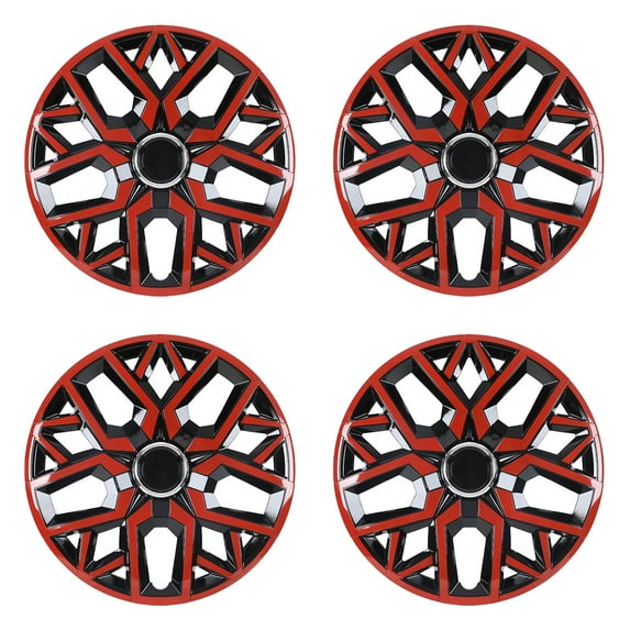 4Pcs/Set Wheel Rims Cover,16" Universal Hubcap Compatible with Steel Wheel Rims Cover,Snap on Installation with Retention Rings,Red Lacquer & Black Lacquer