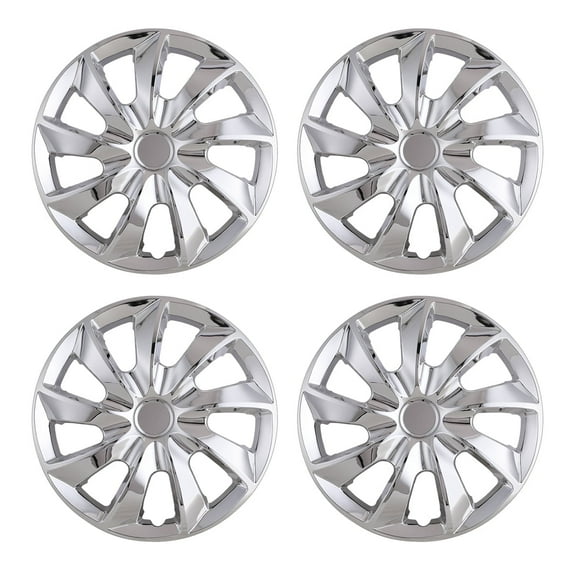 4Pcs/Set Wheel Rims Cover Hubcaps ,17 inch Tire Universal Snap on Car Truck SUV Wheel Covers ABS & PC Material (17-inch, Chrome)