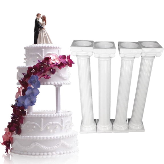 4Pcs/Set White Column Cake Tiered Stands Fondant Cakes Tier Separator Support Stand Multilayer Wedding Cake Decoration Support Tool Sets,kitchen pads