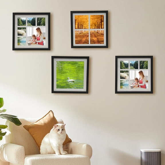 4Pcs Shadow Box Frame Elegant Shadow Picture Box Wood Shadow Box Display Case Decorative Box Picture Photo Frame Deep Memory Shadow Box with Nails for Home Office Photos Picture