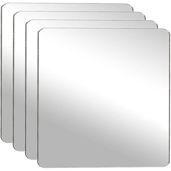 4Pcs Shatter Proof Acrylic Mirror, 3.1" Square Round Corner Mirror(Self Adhesive, Safety, Shatterproof) Suited to Bathroom Science Home Gym Wall Decor