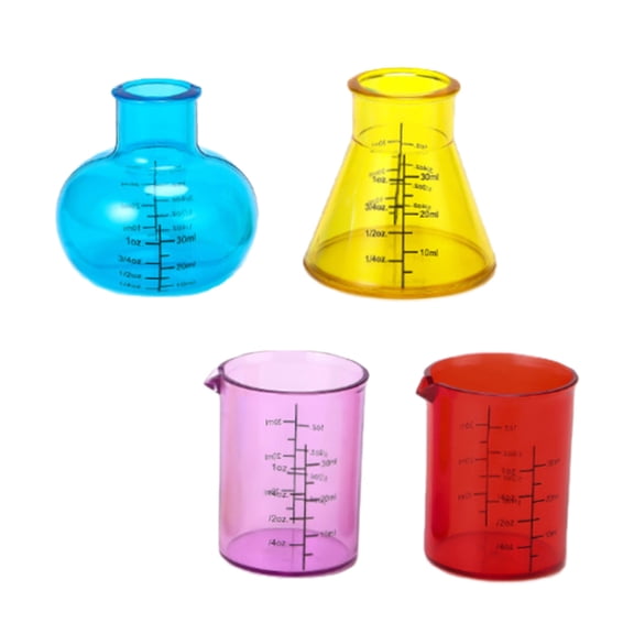 4Pcs Shatterproof Graduated Beakers Set Stackable Clear ABS Measuring Cup for Science Experiments and Kitchen Cooking