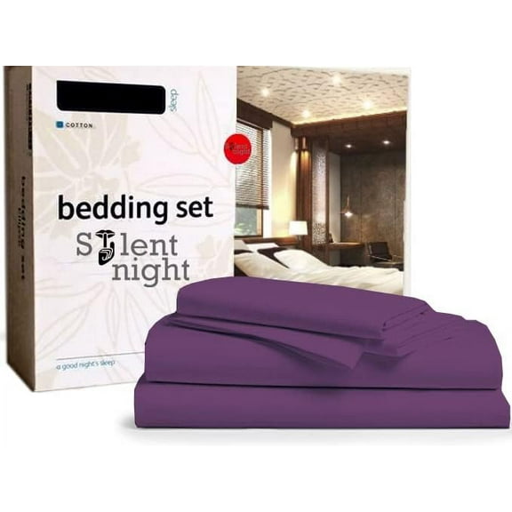 4Pcs Sheet Set Microfiber Fabric - Upto 15" Inch Deep Pocket Super Soft Bed Sheets - Twin Size - Plum Solid