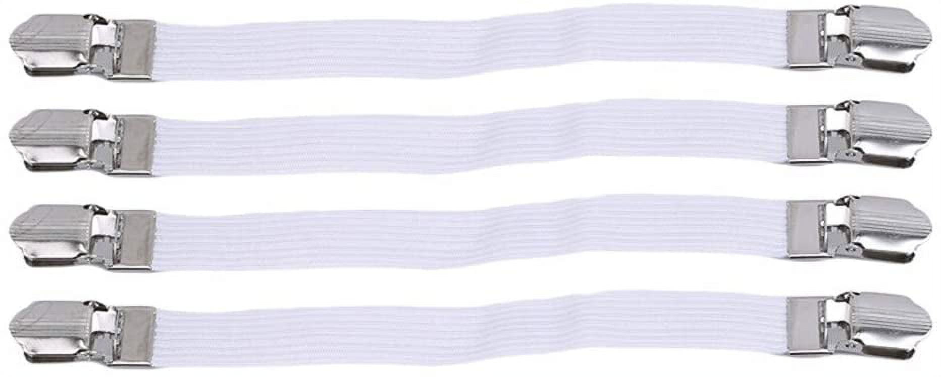 4Pcs Sheet Straps Suspenders Band Adjustable Bed Corner Holder Elastic Fasteners Clips Grippers Mattress Pad Cover Fitted Sheet(White)