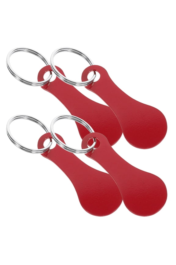 OFFIGAM 4-Pack Red Stainless Steel Shopping Cart Tokens Keyrings, Time-Saving Key Accessories for Men and Women, 3.1 x 0.9 x 0.1 in