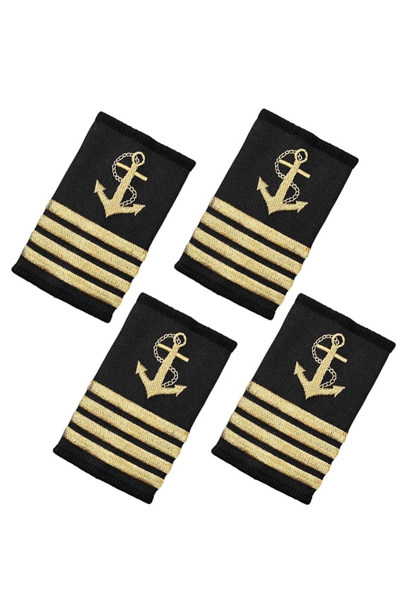4Pcs Shoulder Boards Gold Anchor Epaulettes with Four Bars Professional Uniform Bars Shoulder Board Badge Gold Stripes Captain Sailor Sliders