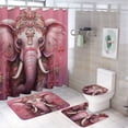 thumbnail image 1 of 4Pcs Shower Curtain Set with Rugs Cute Boho Elephant Rug Toilet Lid Cover And Non-Slip U Shape Mat Abstract Art Cute Funny 12 Hooks for Bathroom Decor 72inch X 72inch, 1 of 8