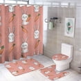 thumbnail image 1 of 4Pcs Shower Curtain Sets with Rugs Cute Cartoon Bunnies And Carrots Bath Mat U-Shaped Floor Mat Toilet Lid Oval Rug Rabbit Lovers Gifts 12 Hooks for Bathtub Decor 72inch X 72inch, 1 of 8