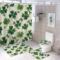thumbnail image 1 of 4Pcs Shower Curtain Sets with Rugs Rug Toilet Lid Cover And Non-Slip U Shape Mat Green Clovers And Bows Waterproof Personality Pattern Bath Curtains Patrick's Day for Bathroom Decor Sets, 1 of 8