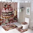 thumbnail image 1 of 4Pcs Shower Curtain Sets with Rugs Shower Curtain Set with Shower Curtain And Rugs 4 Piece Icing on The Cake Waterproof Personality Pattern Bath Curtains Sweet Food Dessert for Bathroom Decor Sets, 1 of 8