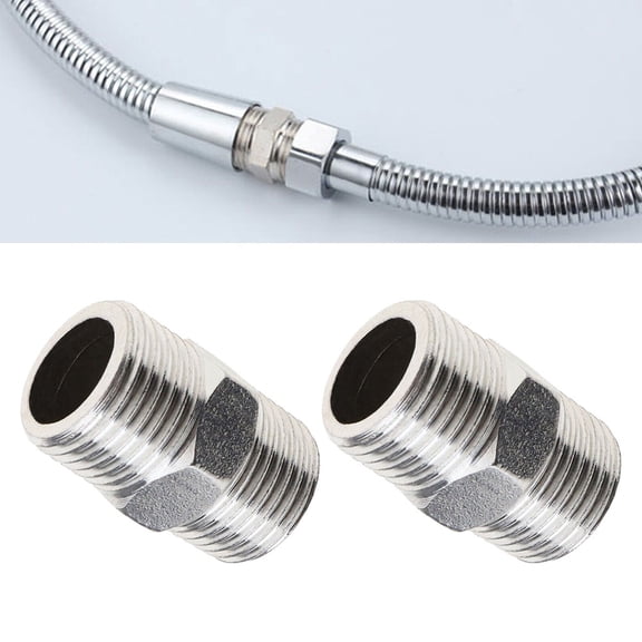 4Pcs Shower Hose Extension Connector, 1/2 to 1/2 Shower Hose Extender Fitting Extra Long Joint, for Connect Two Hoses, Solid Stainless Steel