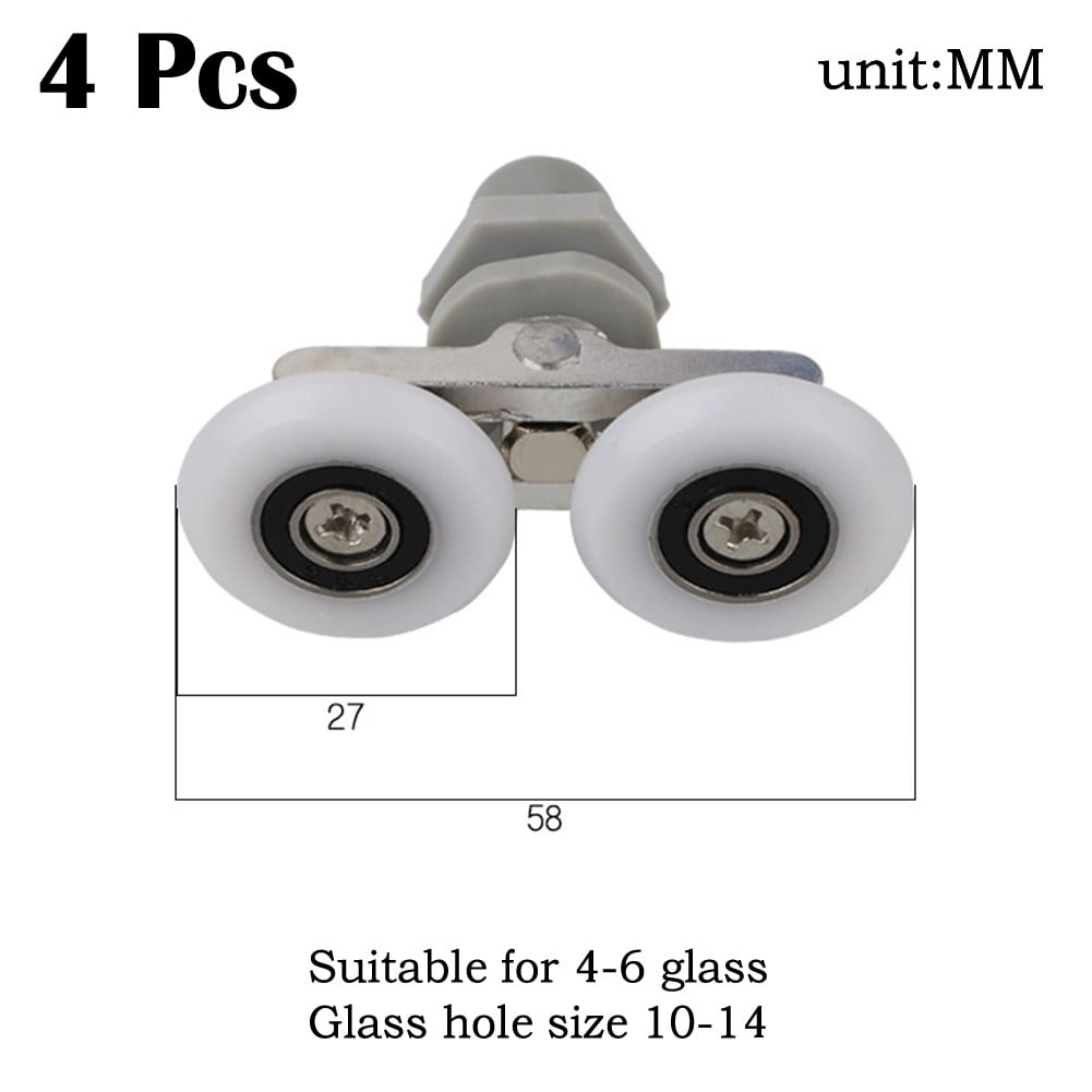 4Pcs Shower Room Glass Door Wheel Bathroom Mobile Door Hanging Pulley ...