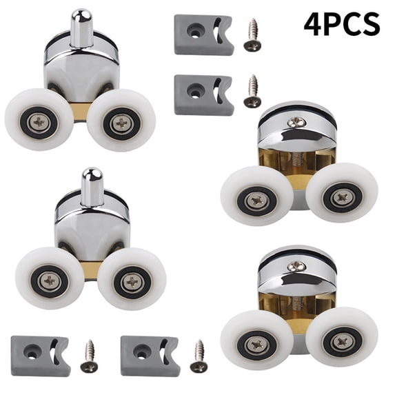 4Pcs Shower Screen Door Roller Zinc Alloy Double-Wheel Sliding Shower Door Roller Top And Bottom 23mm Replacement