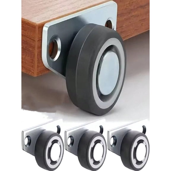 4Pcs Silent Rubber Casters Drawer Wheels For Furniture Kitchen Cabinet Table Of Side Installation Low Profile Replace Wheel
