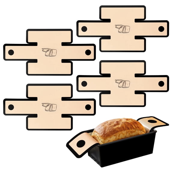 4 Pcs Silicone Loaf Pan Liner Non Stick Leak Proof Bread Sling with Extended Handle Reusable and Dishwasher Safe Fits 9x5 Inch/1.5 LB Pan,Black
