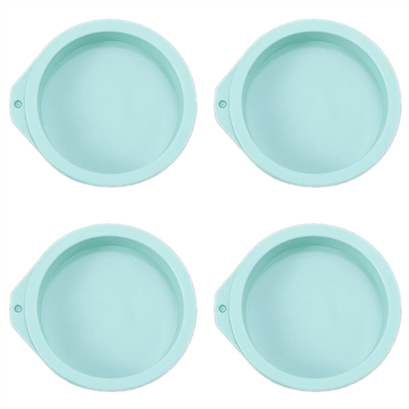 4Pcs Silicone Cake Pan Round Layer Set Bakeware Mold for Baking Tool Rainbow and Mousse, Blue, 4Inch