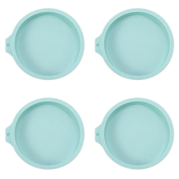 4Pcs Silicone Cake Pan Round Layer Set Bakeware Mold for Baking Tool Rainbow and Mousse, Blue, 6Inch
