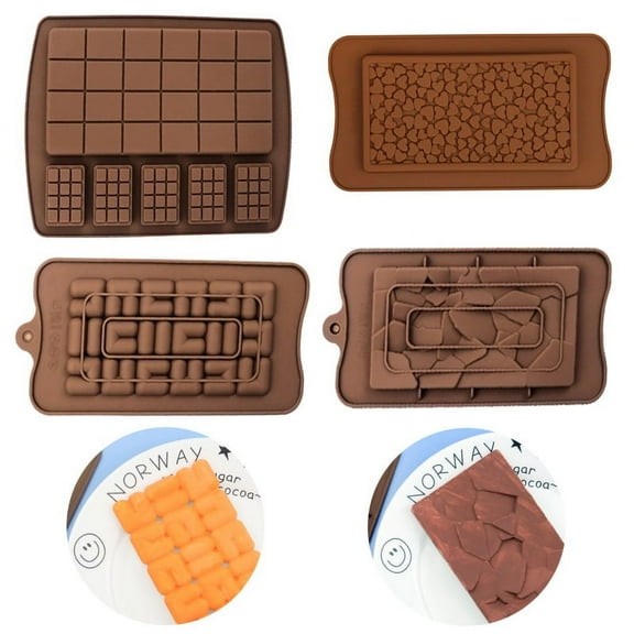 4Pcs Silicone Candy and Chocolate Molds: Flexible Mold for Hard or Gummy Candies - New Shapes - Baking Molds for Mini Muffins, Candies and Chocolates