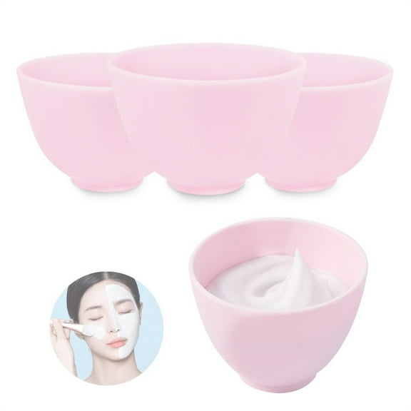 4Pcs Silicone Facial Bowls,Face Mask Mixing Bowl,Household Mud Bowl,Cosmetic Beauty Tools,Skin Care Mixing Bowl,Soft Anti-Drop Odorless Bowl,for Home Salon Spa Pink