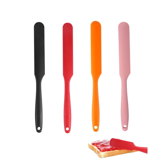 4Pcs Silicone Jar Spatula,Heat Resistant Kitchen Spatula,Kitchen Spatulas with Long Handle, Jam Spreader Cake Cream Butter Spatulas Mixing Batter Scraper for Cooking & BPA Free & Dishwasher Safe