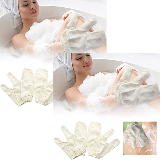 4Pcs Silk Massage Gloves Ayurvedic Spa Hand Mittens With Elastic Wristband Bathroom Products