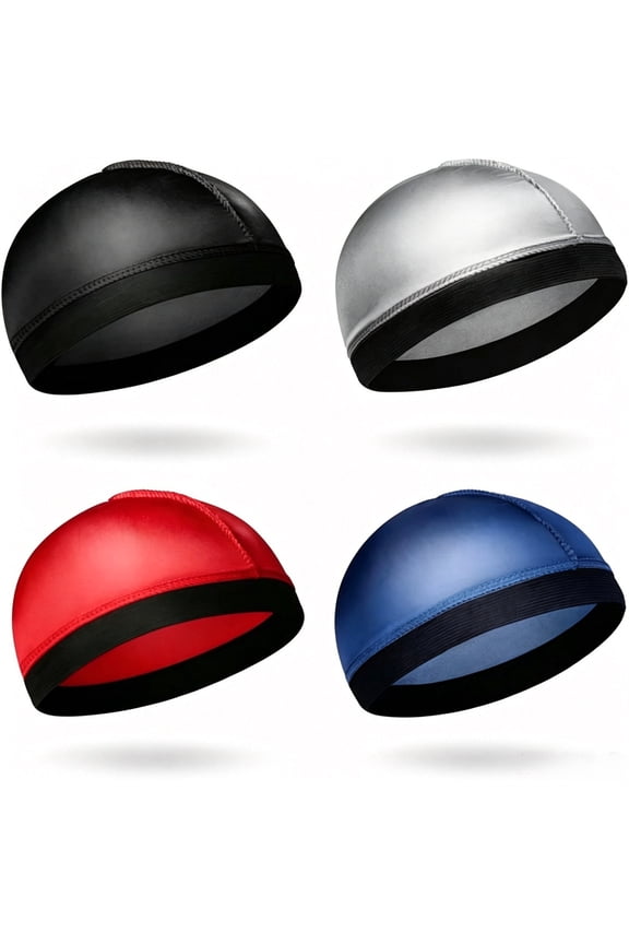4Pcs Silky Satin Wave Caps High Stretch Non Slip Durag for Men 360 Waves Hair Styling