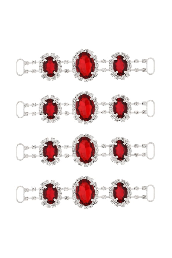 4Pcs Silver Plated Brass Rhinestone Connector Charms Oval Links Ornament for Bikini Decoration Siam 23x95x6.5mm Hole: 10x4mm DIY