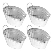 Set of 4 Tin Buckets Rustic Metal Containers for Party Favors, Home Decor, and Event Decoration