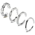 thumbnail image 1 of 4Pcs Silver Toe Rings for Women, Adjustable Toe Rings Simple Open Band, Summer Beach Foot Jewelry Set Toe Ring Silver, Sterling Silver Rings for Gift, 1 of 8