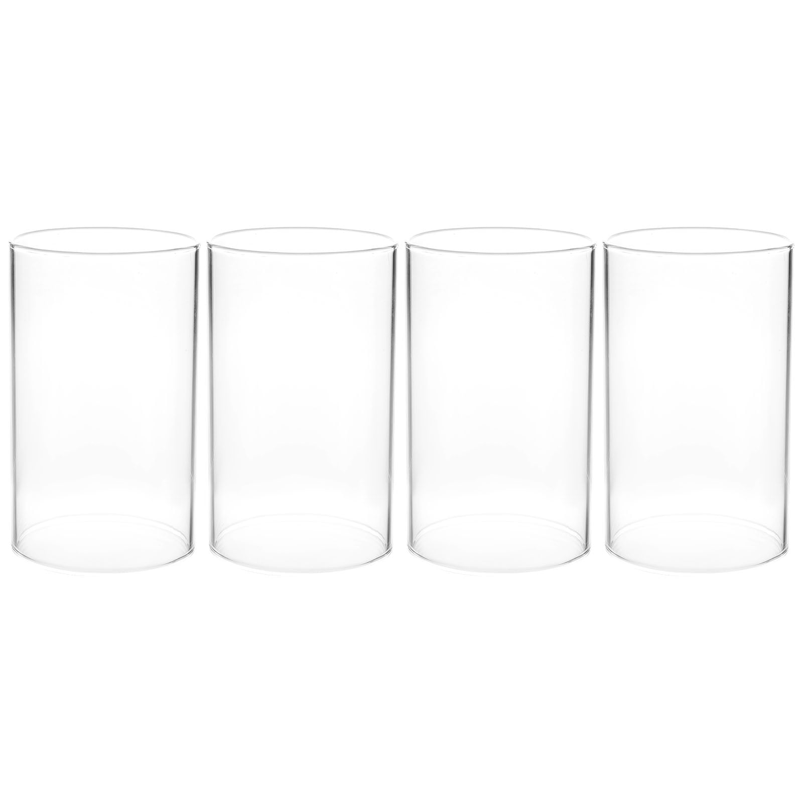 4Pcs Simple Transparent Glass Candle Covers Cylinder Windproof Candle