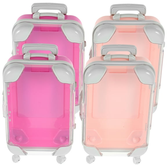 FRCOLOR 4Pcs Travel Pink Makeup Suitcase Cosmetic Case Portable Organizer Box