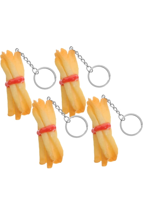 4Pcs Simulation Food Keychain Realistic Imitation French Fries Pendant Fun Accessory for Keys Bags and Lanyards Novelty present