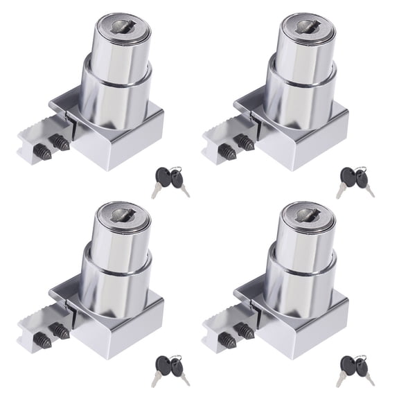 4Pcs Sliding Glass Door Lock with Key, Plunger Push Lock Glass Cabinet Lock, for 5-8mm Door