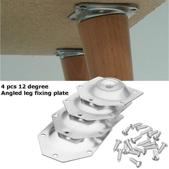 4Pcs Slope Table Feet Fixing Plate 6 Angled Sofa Legs Mounting Bracket Set With Screws Furniture Hardware Corner Brackets